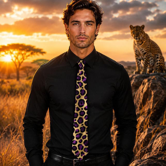 Gold & Purple Leopard Print Tie (Creator Uploaded)