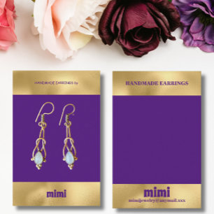 Gold Purple Luxury Earring Display  Business Card