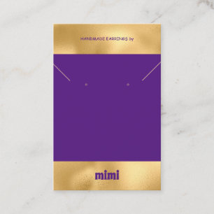 Gold Purple Luxury Earring Display Business Card
