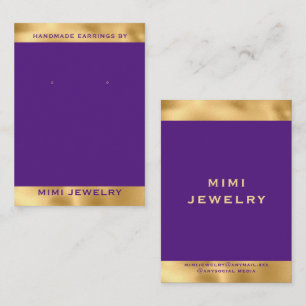 Gold Purple Luxury Earring Display Business Card