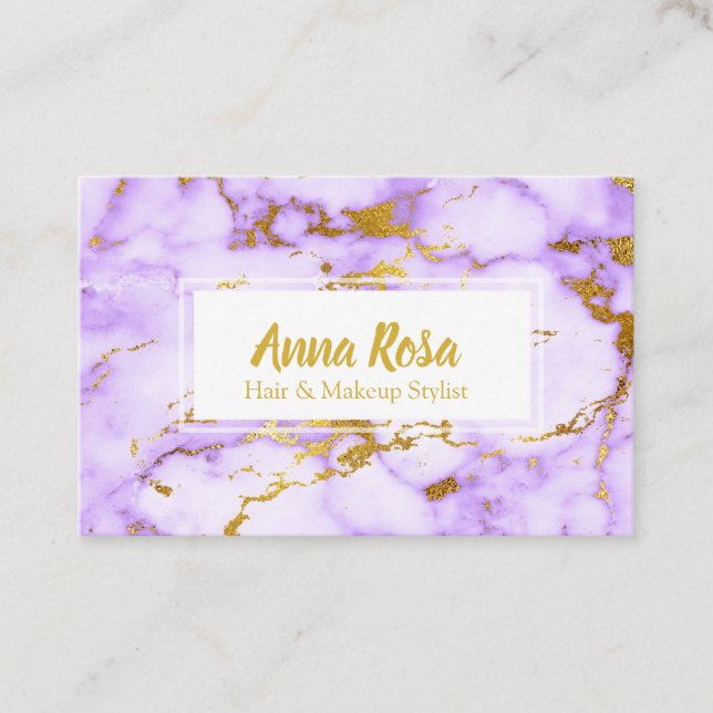*~* Gold Purple Marble Chic Popular Business Card (Front)