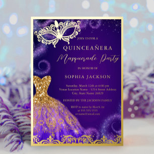 Gold Purple Masquerade Party Dress Quinceanera Foi