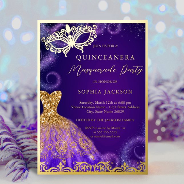 Gold Purple Masquerade Party Dress Quinceanera Foi (Creator Uploaded)