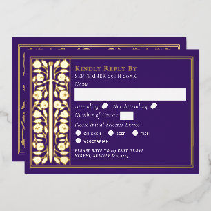Gold Purple Mediaeval Sword Wedding RSVP