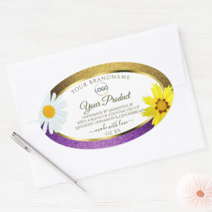 Gold Purple Metallic White Product Labels Add Logo