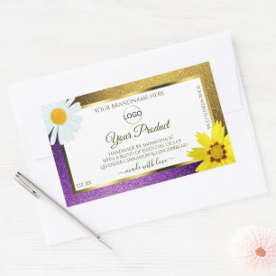 Gold Purple Metallic White Product Labels Add Logo