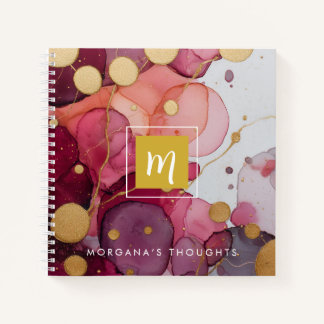 Gold Purple Monogram Square Notebook