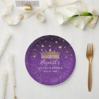 Gold Purple Quinceanera Birthday Party Template