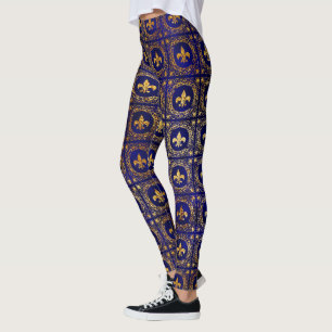 Gold & Purple Saints Foil Leggings - Stylish Metal