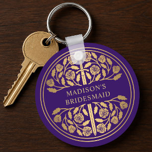 Gold Purple Sword Bridesmaid Royal Wedding Gift Key Ring