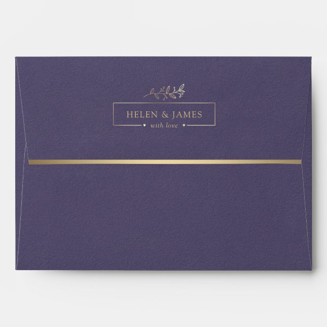 Gold & Purple Texture Wedding Envelope (Back (Top Flap))