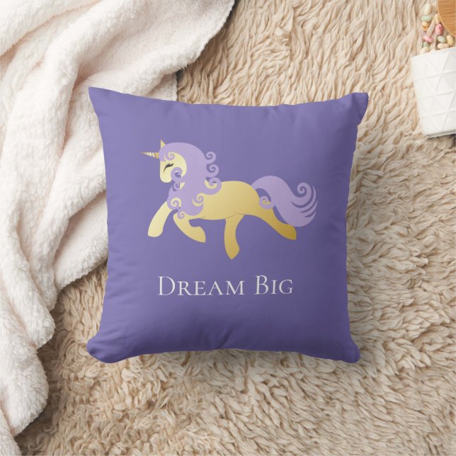 Gold Purple Unicorn   Cushion (Blanket)