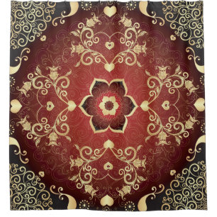 Gold-Purple Valentine Round Frame Shower Curtain