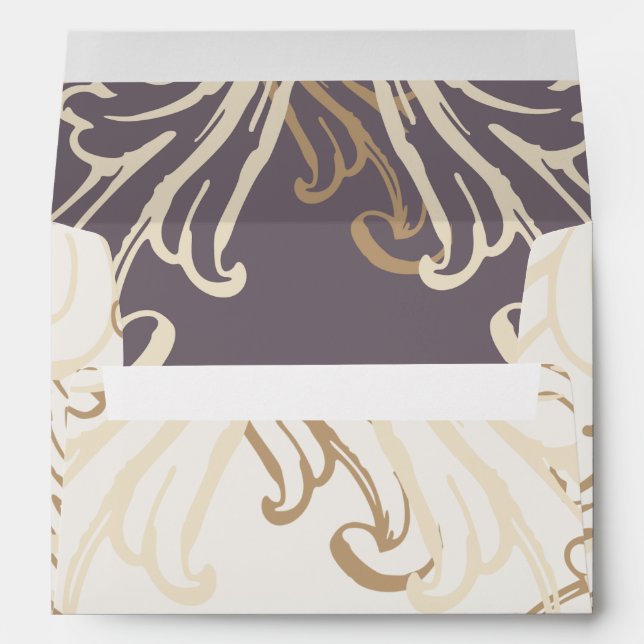 Gold Purple Vintage Wedding Envelope (Back (Bottom))