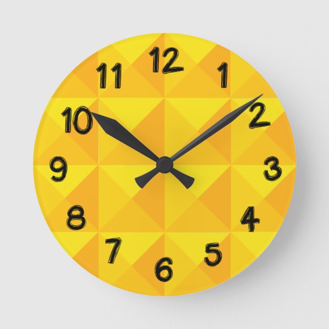 Gold Pyramids  Round Clock (Front)