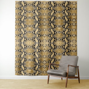 Gold Python Snakeskin Backdrop Tapestry