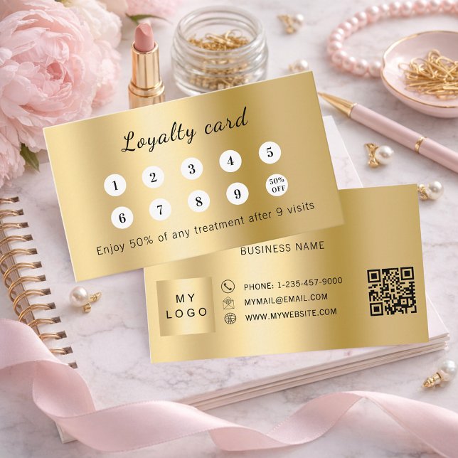 Gold qr code business logo loyalty card (Creator Uploaded)