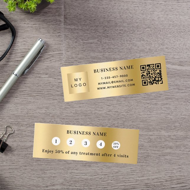 Gold qr code business logo loyalty card (Creator Uploaded)