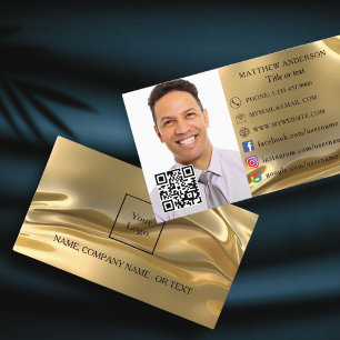 Gold qr code logo employee photo business card