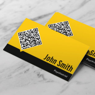 Gold QR Code Psychiatrist Business Card