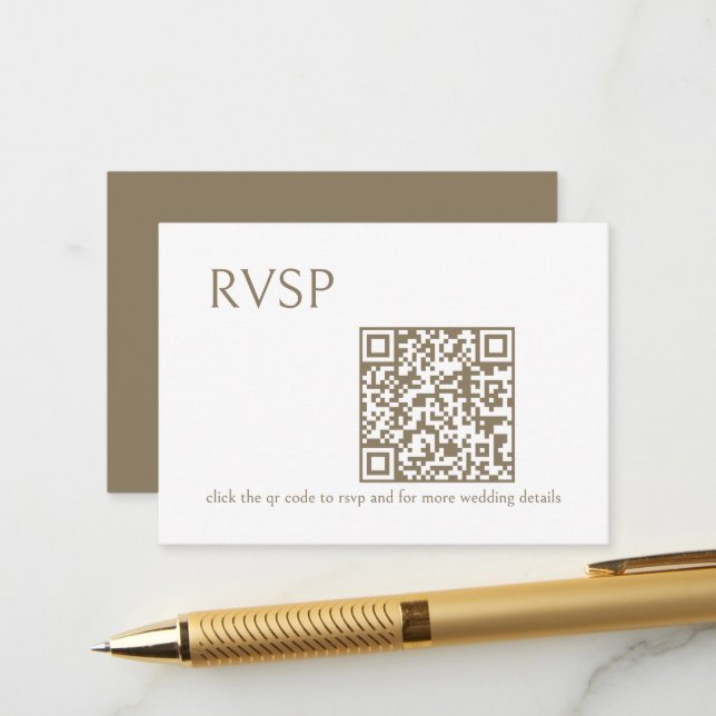 Gold QR Code Wedding RSVP Enclosure Card (Front/Back In Situ)