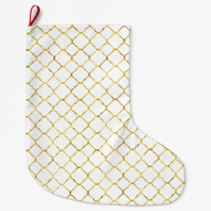 Gold Quatrefoil Large Christmas Stocking