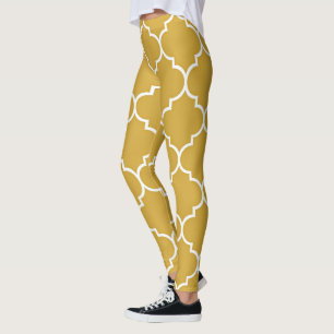 Gold Quatrefoil Pattern Leggings