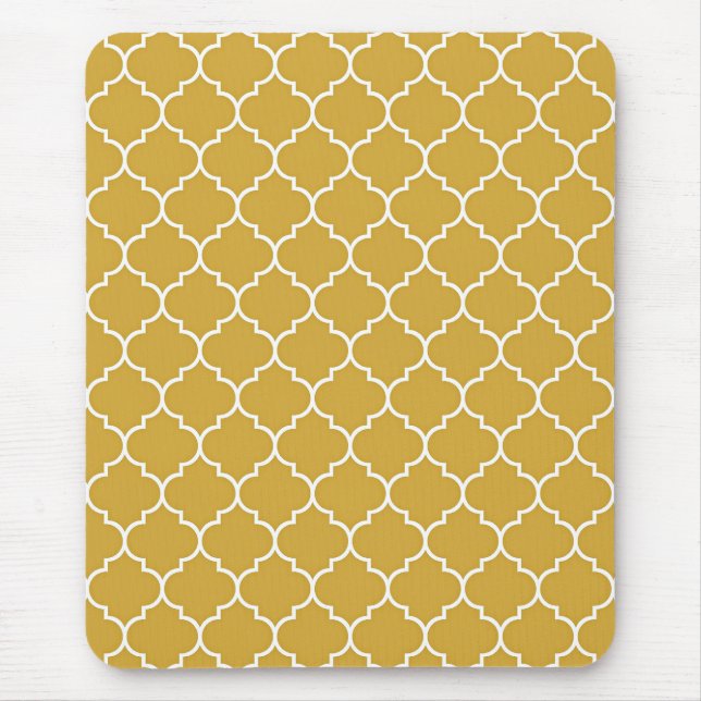 Gold Quatrefoil Pattern Mouse Pad (Front)