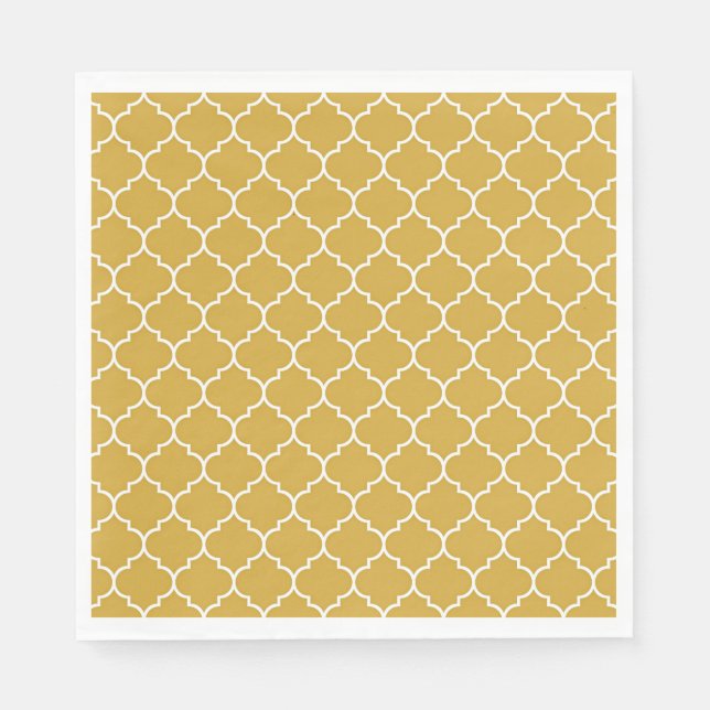 Gold Quatrefoil Pattern Napkin (Front)