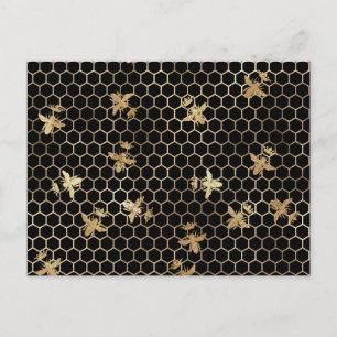Gold Queen Bees and Honeycomb Postcard