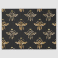 Gold Queen Bees on Black Decoupage