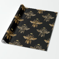 Gold Queen Bees on Black