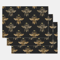 Gold Queen Bees on Black