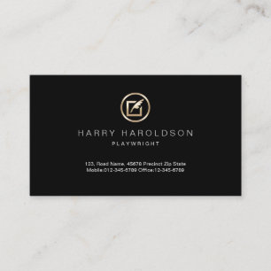 Gold Quill Paper Icon Novelist Business Card