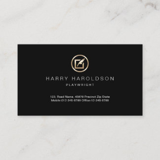 Gold Quill Paper Icon Novelist Business Card