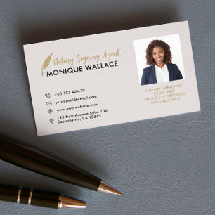 GOLD QUILL PEN Professional Photo Notary Services Business Card