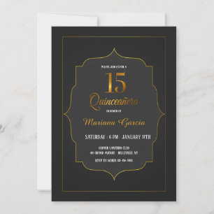 Gold Quinceañera Invitation