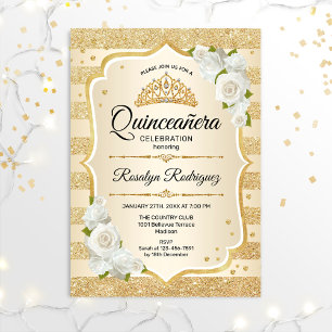 Gold Quinceanera Invitation