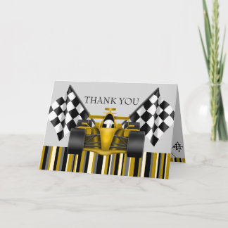 Gold Race Car Thank You Card