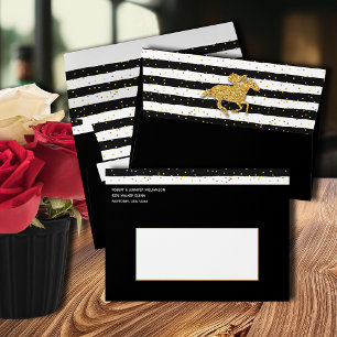 Gold Race Horse Derby Black Envelope