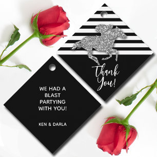 Gold Race Horse on Black Stripes Favour Tags