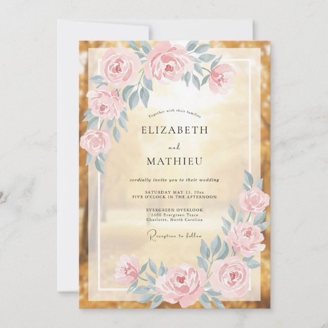 Gold Radiant Romantic Wedding Invitation (Front)
