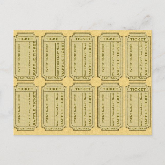 Gold Raffle Tickets Postcard (Front)