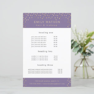 Gold Rain Drops Faux Foil Service and Price Flyer