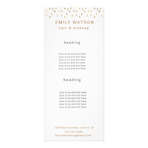 Gold Rain Drops Faux Foil Trendy Price Rack Card