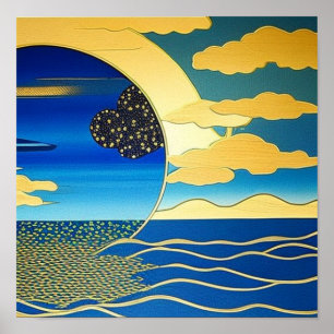 Gold Rainbow at Sea Poster