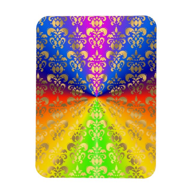 Gold rainbow damask magnet (Vertical)
