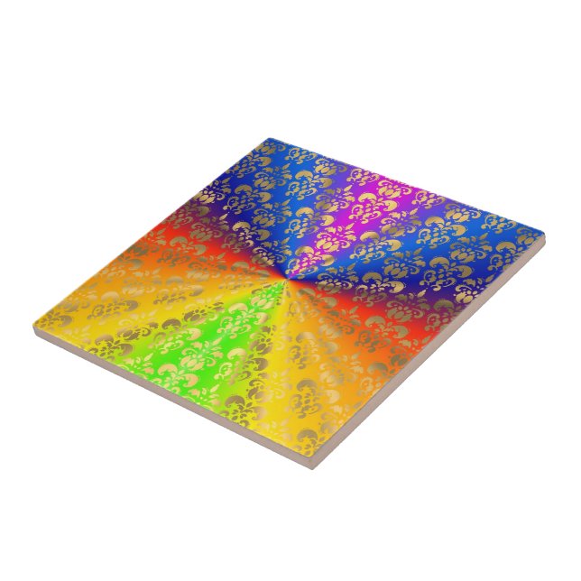Gold rainbow damask tile (Side)