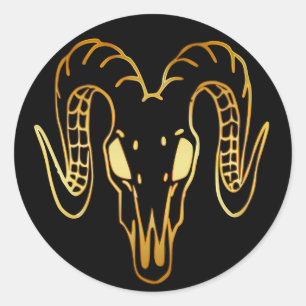 GOLD RAM HEAD CLASSIC ROUND STICKER
