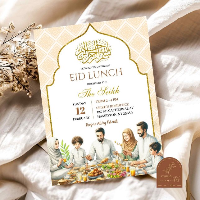 Gold Ramadan Eid Lunch Islam Family Invitation (Creator Uploaded)